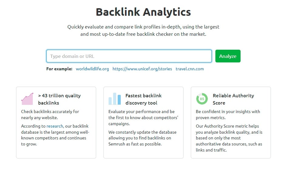 Semrush Backlink Analytics